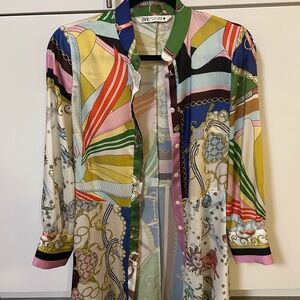 Multi colored silk shirt dress